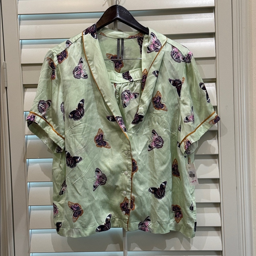 Anthropologie Silky Butterfly Pajama Top